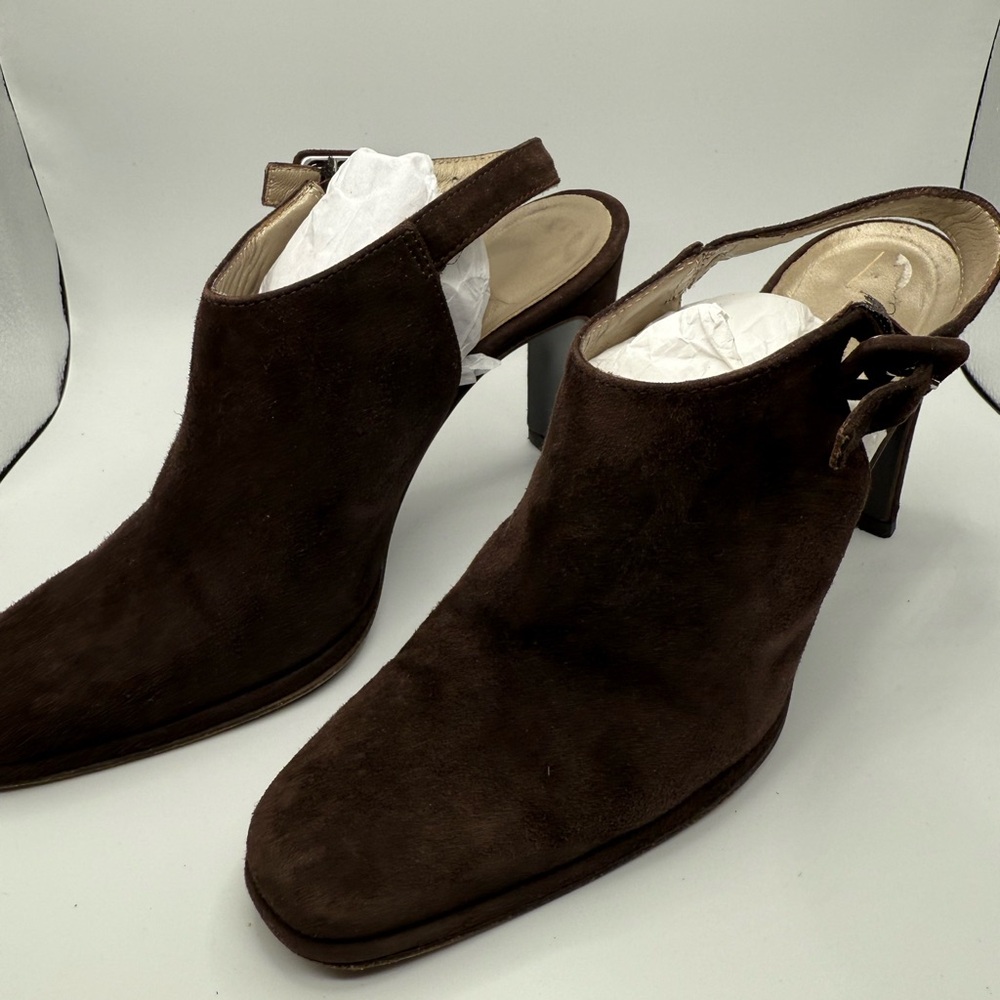 Joan & David Dark Brown Suede Mules